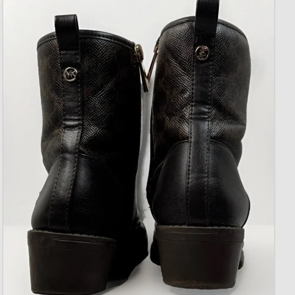 (GIRL’S 4) Michael Kors Dark & Light Brown Mid-Calf Logo-Patterned Boots